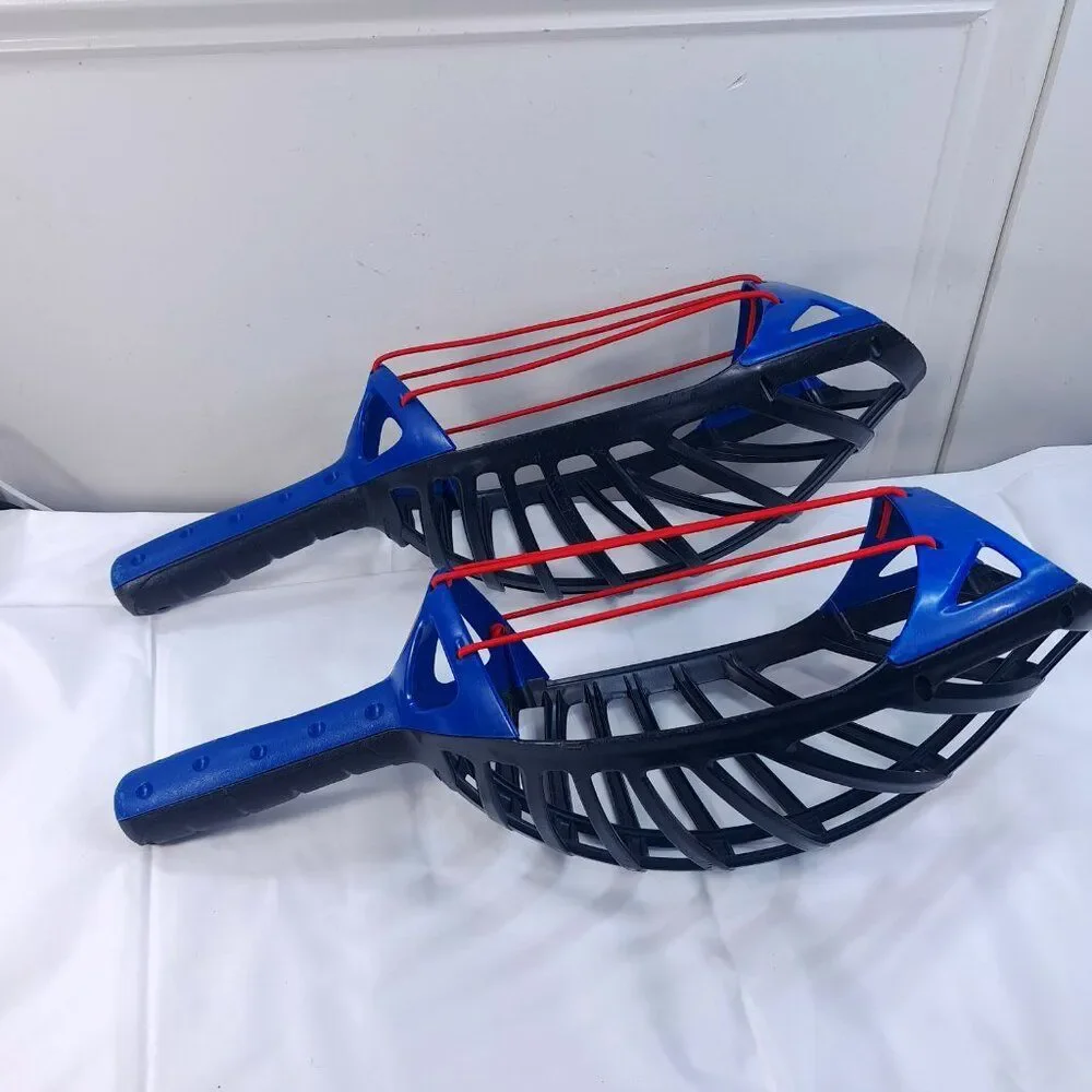 Vintage Wham-O Trap Ball set 2 racquets kids family throw catch‎ game 2003 blue